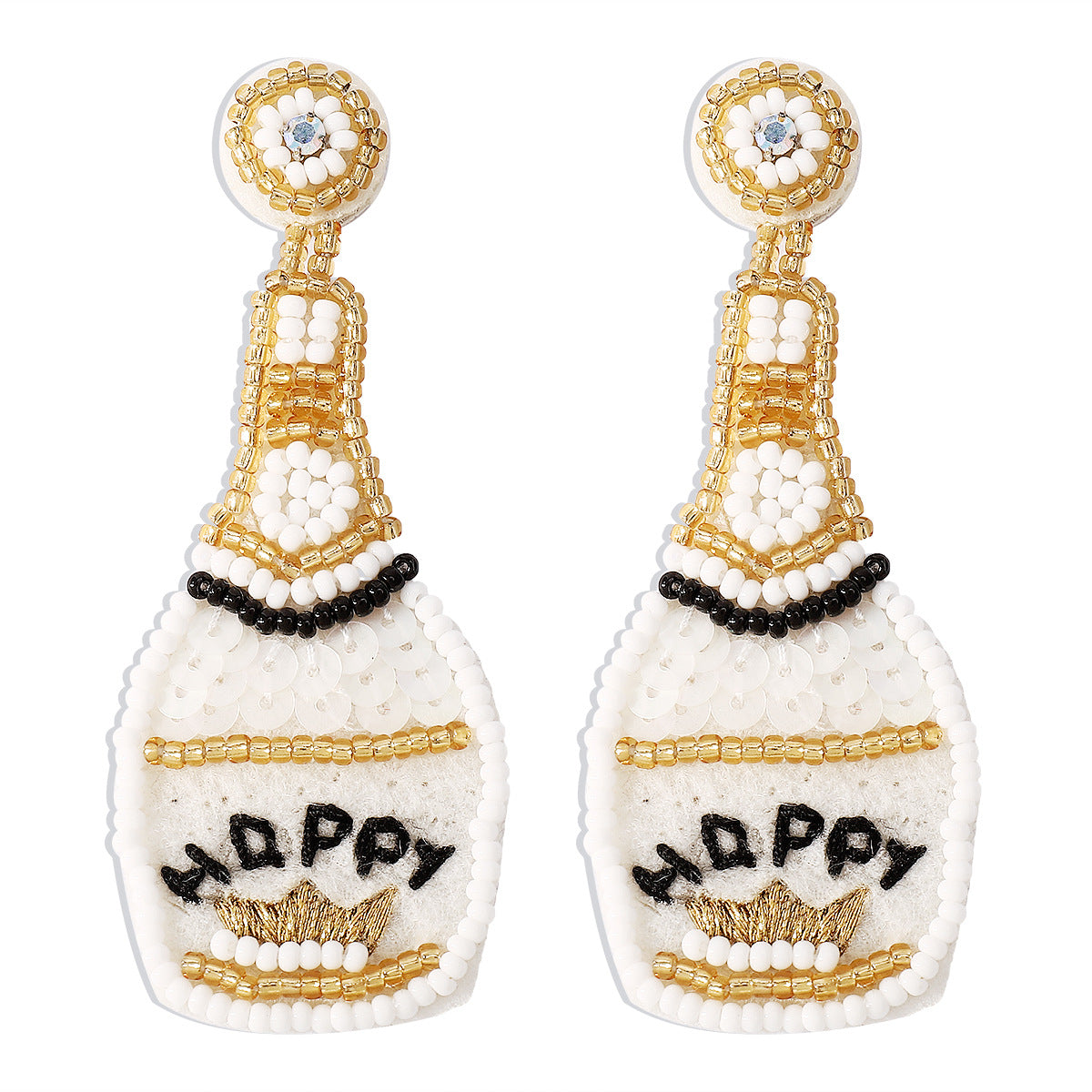 Wholesale Christmas Creative Whiskey Bottle Rice Beads Sequin Earrings